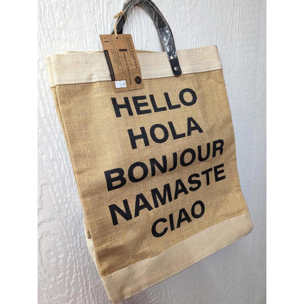 NWT Santa Barbara Design Studio Hello Hola Bonjour Ciao Market Canvas Tote Bag - Picture 2 of 7